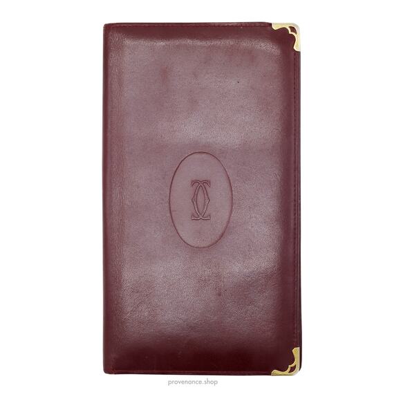 🔴 Cartier Long Wallet - Burgundy Calfskin Leather - Picture 1 of 7